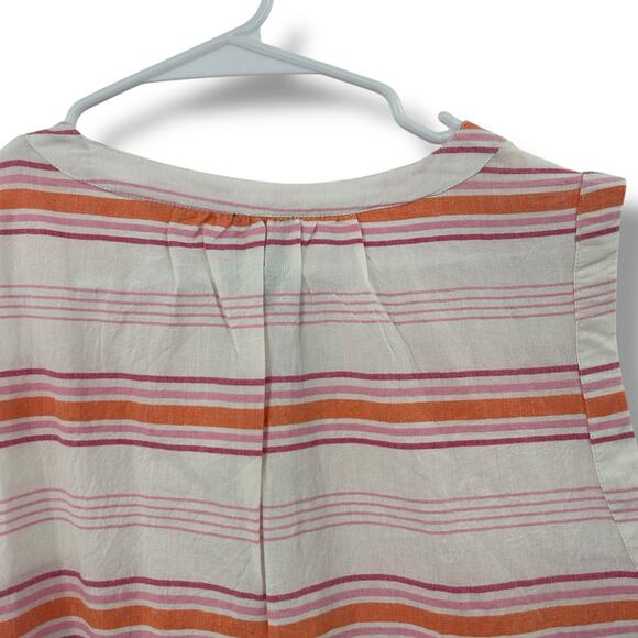 NEW Echo Callista Stripe Shift Mini Dress Large Cotton Pockets Summer Coverup - Picture 10 of 11